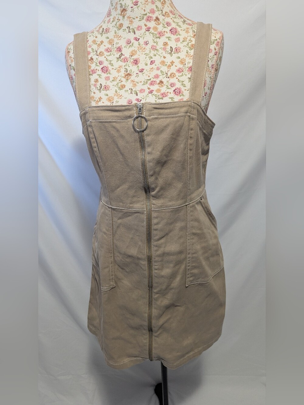 H&M Zip-Front Taupe Mini Dress Size 12